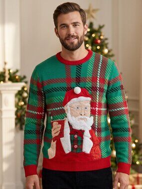 Celebrate Together Mens Ugly Christmas Holiday Sweater-Drink Holder
